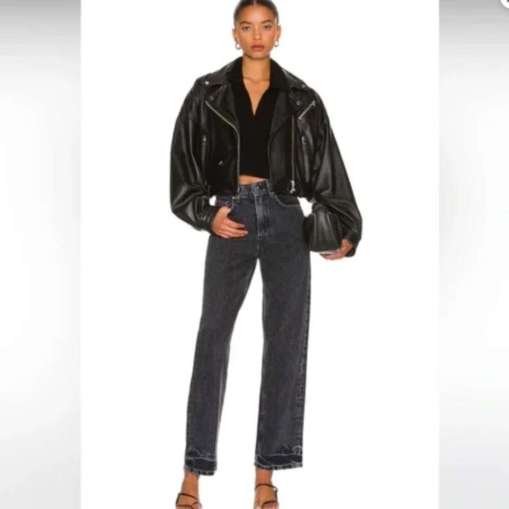 GRLFRND Jeans Size 26  Black Wash The Piper Low Rise Boyfriend Button Fly